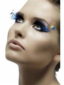 Blue with neon Feather Plumes Fever Eyelashes