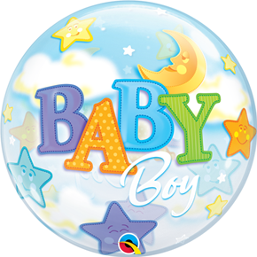 Baby Boy Moon & Stars Bubble Balloons