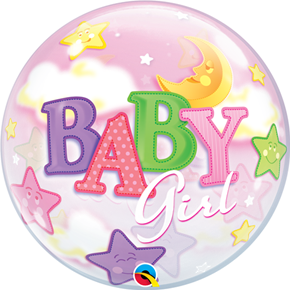 Baby Girl Moon & Stars Bubble Balloon