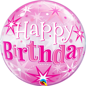Birthday Pink Starburst Sparkle Bubble Balloon