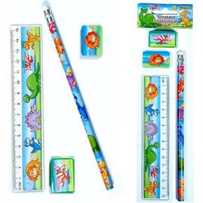 Dinosaur 4 pce Stationery Set 17cm